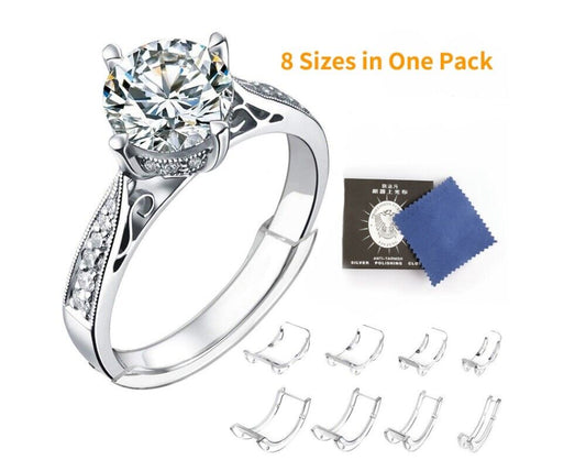 8Pcs Invisible Ring Size Adjuster Set – Spacer Ring Guard Reducer for Loose Ring